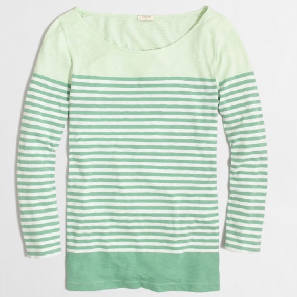 J.Crew Factory green striped boatneck t-shirt
