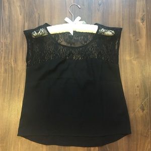 Black Lace Sleeve Top