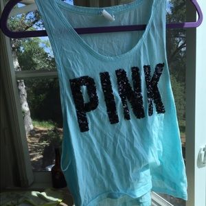 XS active top pink from Victoria's Secret blue