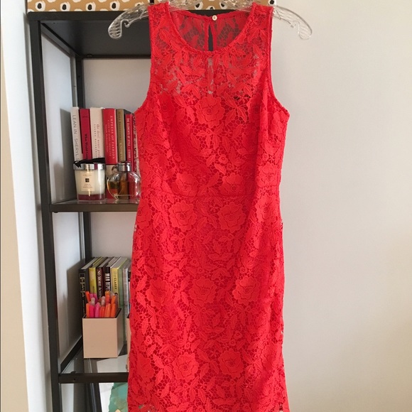 HOT!! J. Crew lace sheath dress 😎 Neon Coral