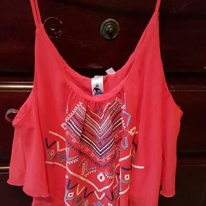 Sleeveless orange shirt