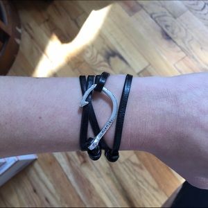 Miansai hook on leather wrap bracelet