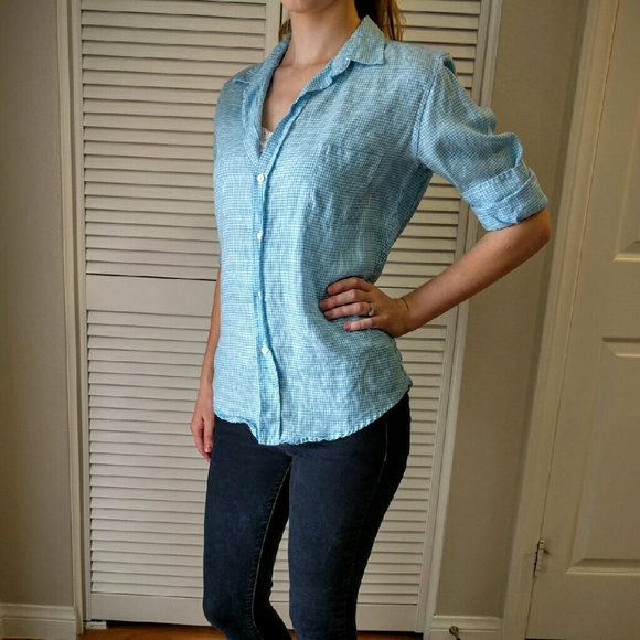 Frank & Eileen blue gingham top