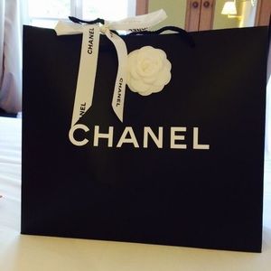 Chanel paper bags with Camellia flower and ribbon