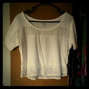 White lace crop top