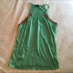 Mint green silky halter tank