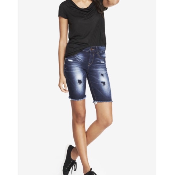 Express Bermuda Mid Rise Jean Shorts