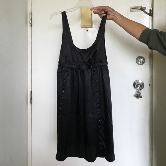 Black studded baby doll silk dress