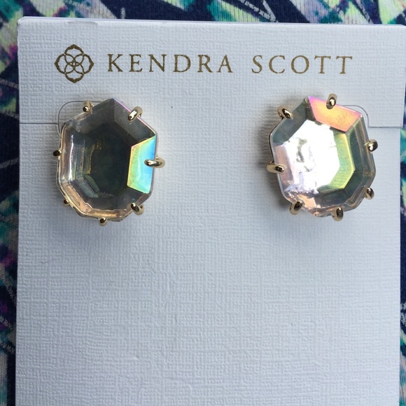 Kendra Scott Morgan clear iridescent earring stud