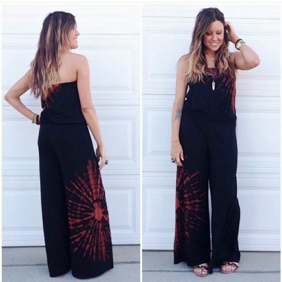 Strapless hand dyed Chatoyant Jumpsuit