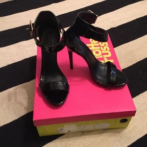 Black ankle strap heels