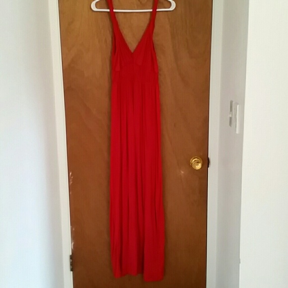 Bright red maxi dress