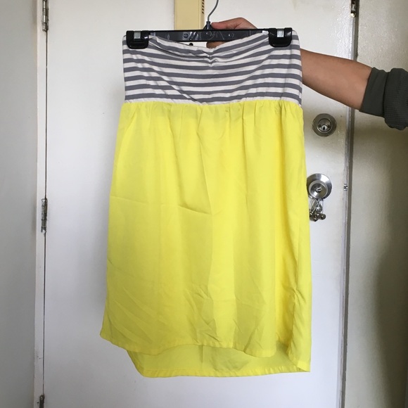 Strapless, over the knee dress, empire waist