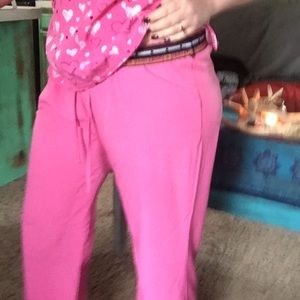 Scrub pants. Pink. Polyester spandex.