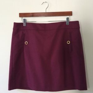 LOFT Burgundy Skirt with Button Pockets