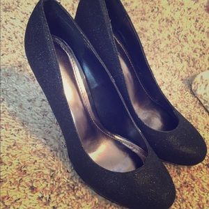 Black glitter heels