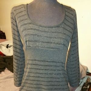 Grey and silver striped sweater dress