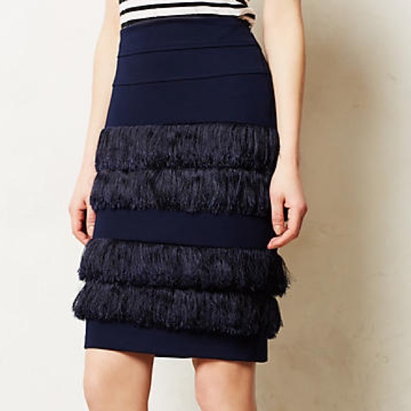 Anthropologie Dresses & Skirts - NWT Anthropologie Fringed Ponte Pencil Skirt