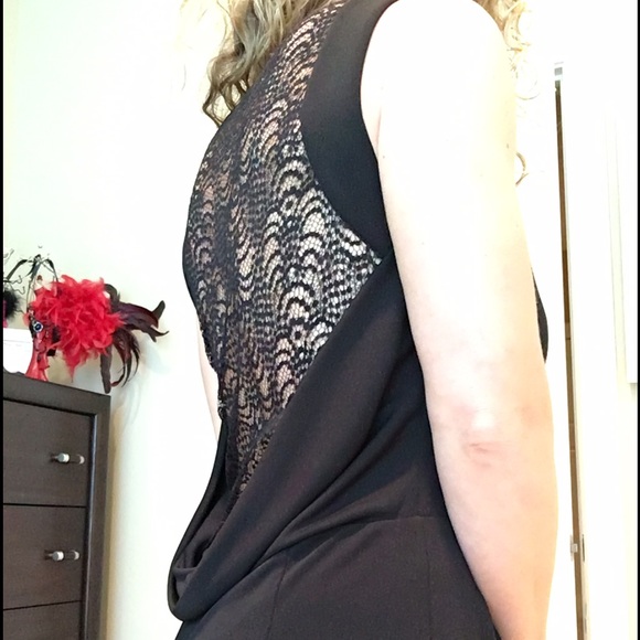 Stunning black lace back BCBG size L Dress