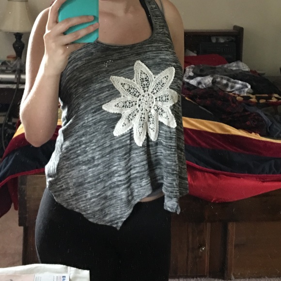 Almost Famous grey/lace tank top