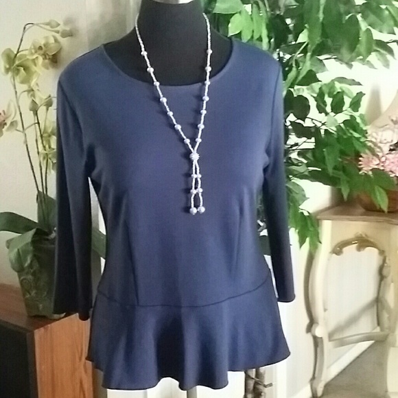 NAVY BLUE PEPLUM BLOUSE