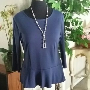 NAVY BLUE PEPLUM BLOUSE