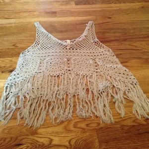 Tan crochet crop top