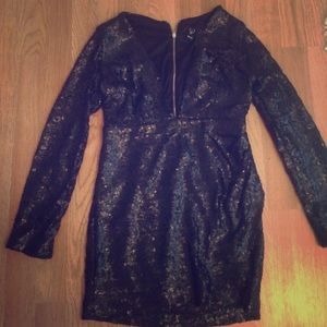 Deep V sequined dress