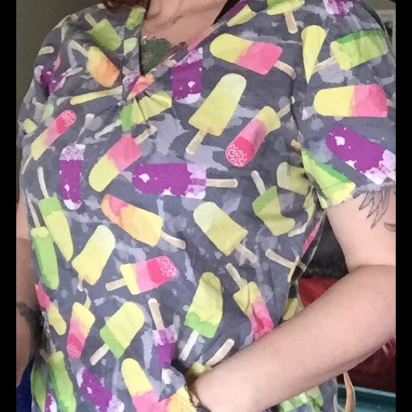 **SOLD** Popsicle design scrub top.