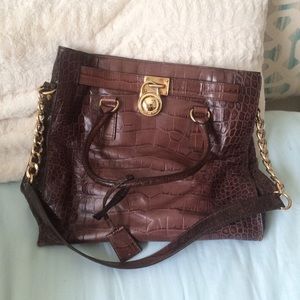 Michael Kors brown snake skin Hamilton bag- large