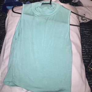Mint turtle neck crop top