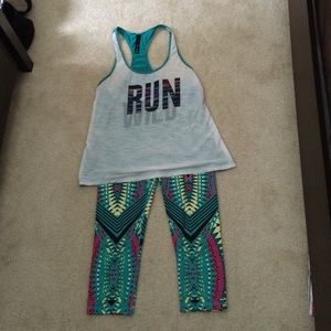 Aeropostale 2 pc Gym Tank Capri Set sz M