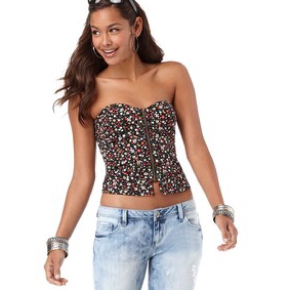 SOLD. American rag strapless floral bustier top