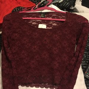 Burgundy floral crop top