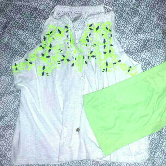 Forever 21 Boho top with matching neon bralette M