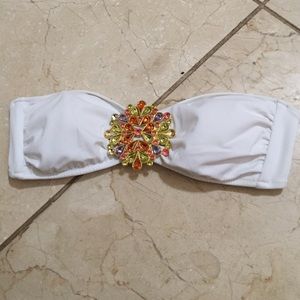 White jeweled bandeau top