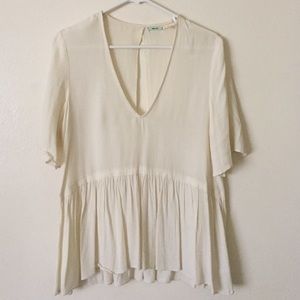 UO Kimchi Blue Mia Peplum Shirt in Cream