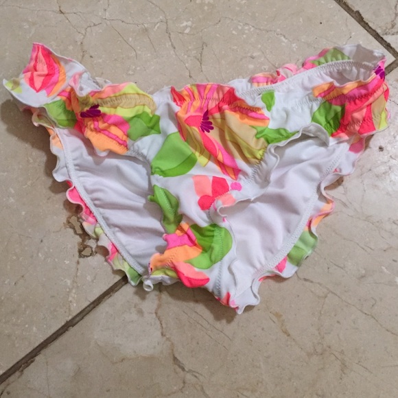 Tropical floral print cheeky bikini bottom