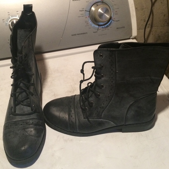 Grey combat boots