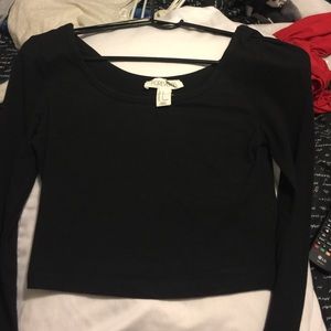 Black plain crop top