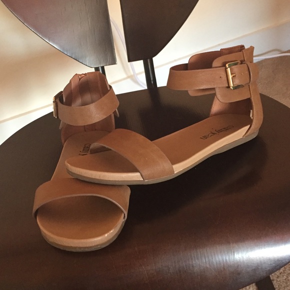 Brown zip up sandals