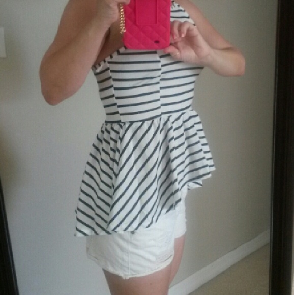 Nautical Peplum High-Low Top - Picture 3 of 4