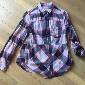 Plaid flannel button up tunic
