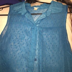 See through blue button down