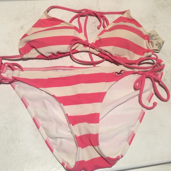 Pink and white hollister bikini