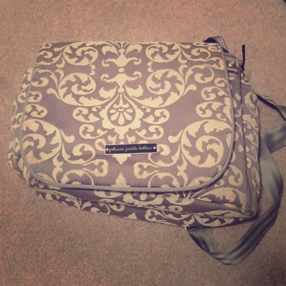 Petunia pickle bottom diaper bag grey and white