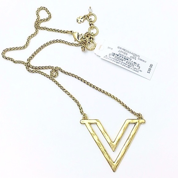 Lucky Brand Arizona V Hammered Goldtone Necklace - Picture 3 of 3