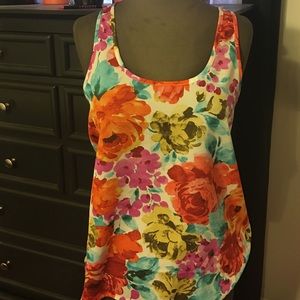 Floral print razor back tank