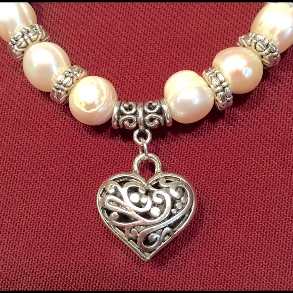 Pearl Bracelet with Heart Charm