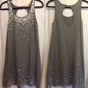 Sequin grey dress w keyhole back